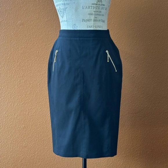 Roberto Cavalli Dresses & Skirts - Roberto Cavalli Black Wool Straight Skirt With Gold Tone Zippers Size 46